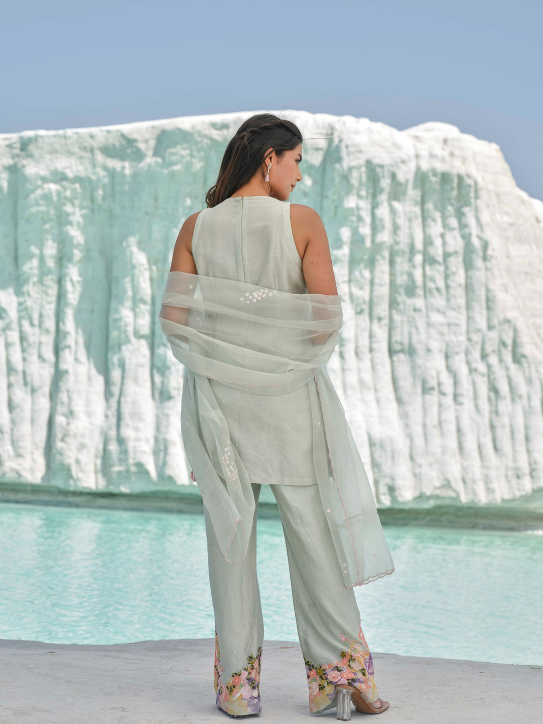 Selene - Sage Green Coord Set with Stole