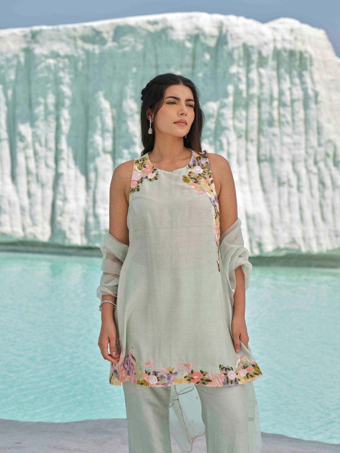 Selene - Sage Green Coord Set with Stole