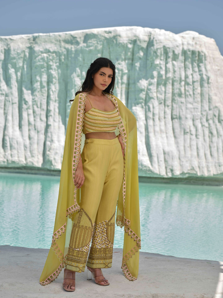 Caelia - Lime Green Coord Set With Stole
