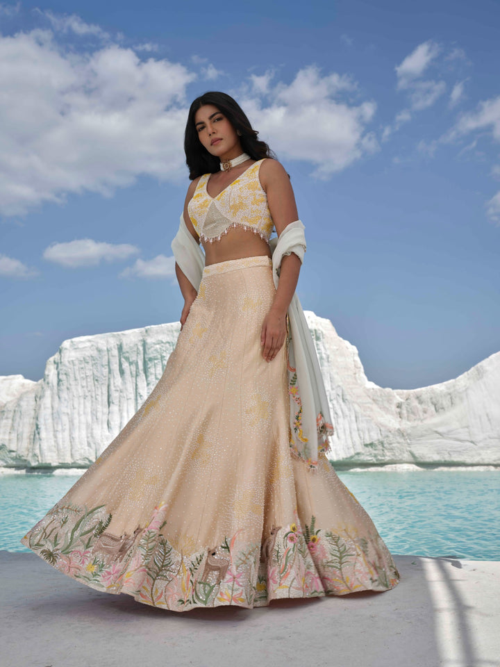 Amoriya - Rosegold Embroidered Lehenga Set