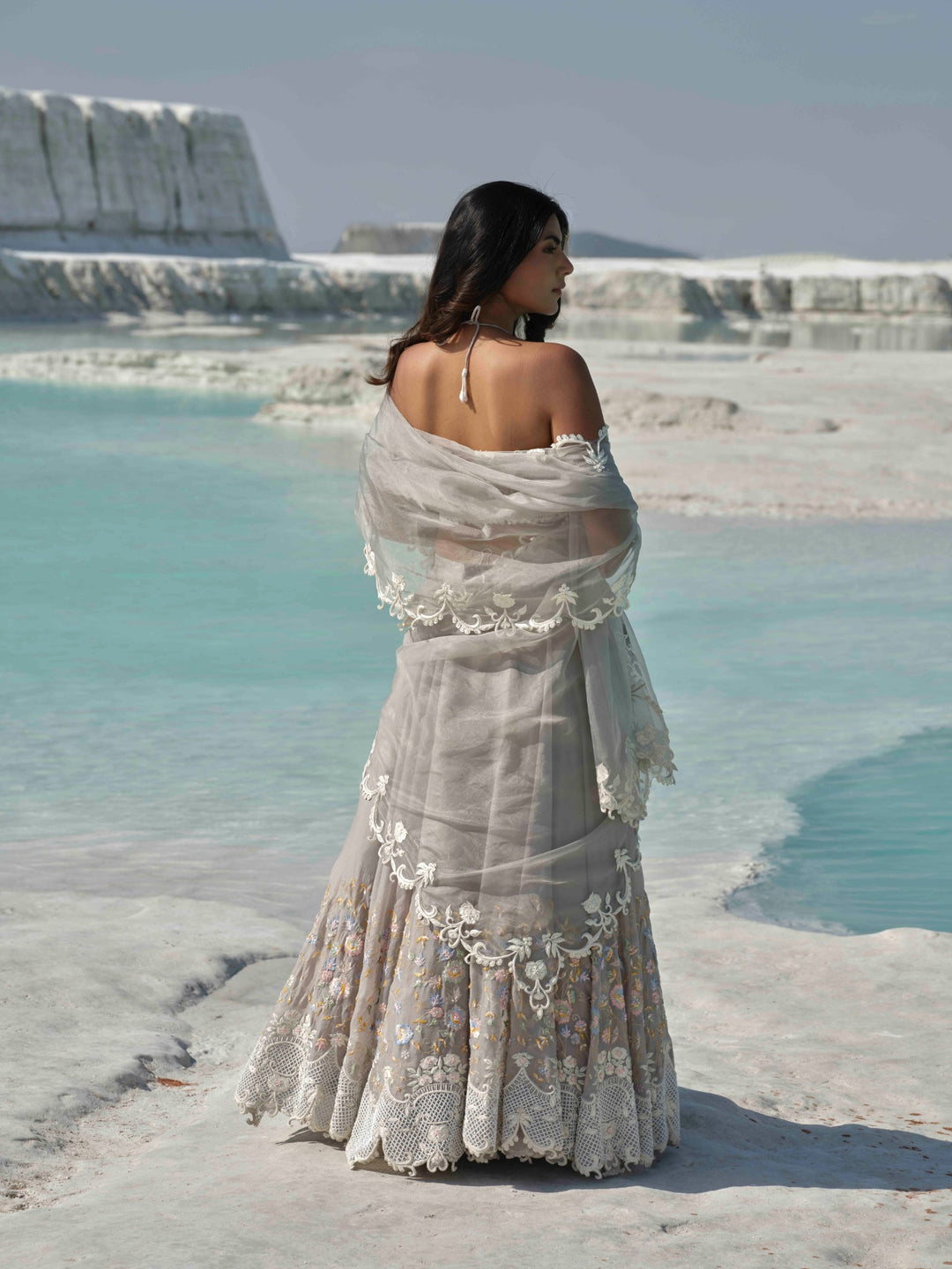 Ethereal Mist - Grey Embroidered Lehenga Set