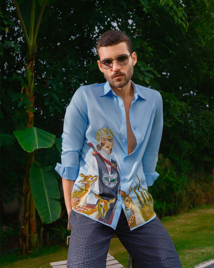 European Warrior - Blue Hand Painted Shirt