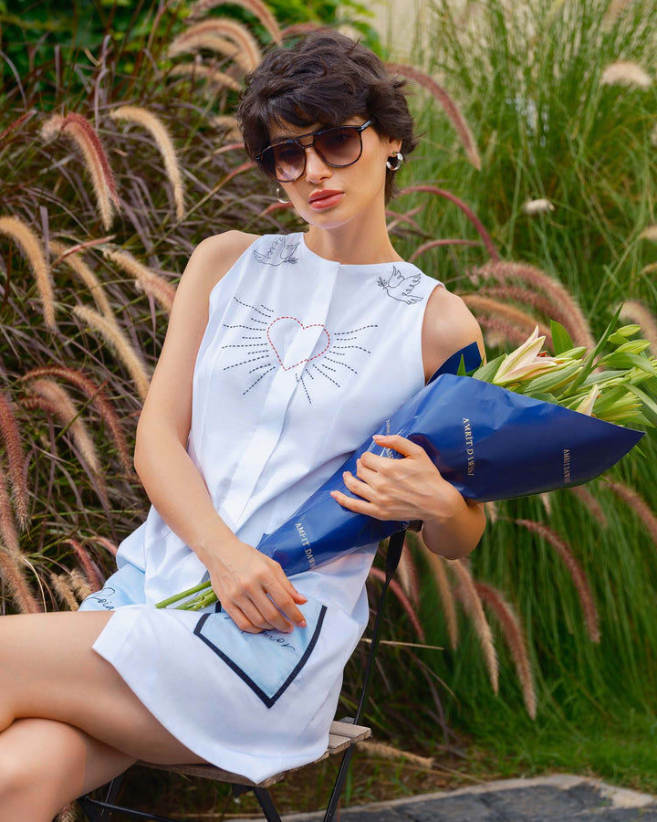 Joia - White Hand Embroidered Dress