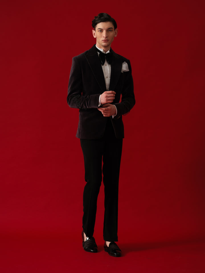 BLACK EMBROIDERED TUXEDO