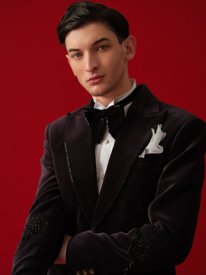 BLACK EMBROIDERED TUXEDO