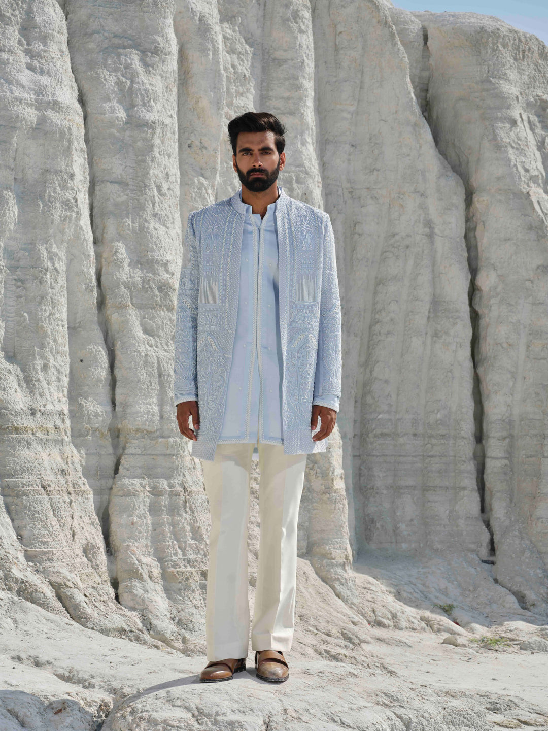 Glacier Whisper - Powder Blue Pearl Jacket Set