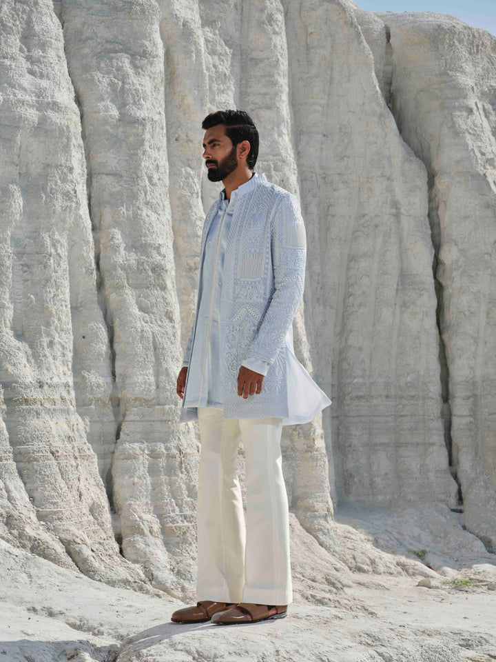 Glacier Whisper - Powder Blue Pearl Jacket Set