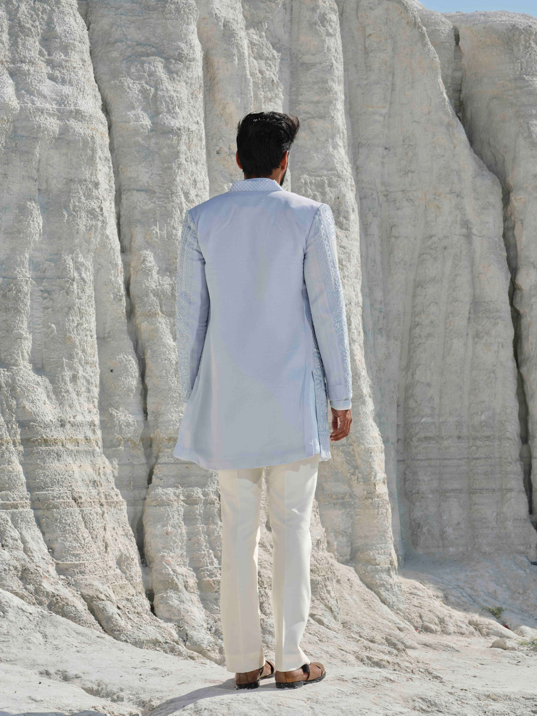 Glacier Whisper - Powder Blue Pearl Jacket Set