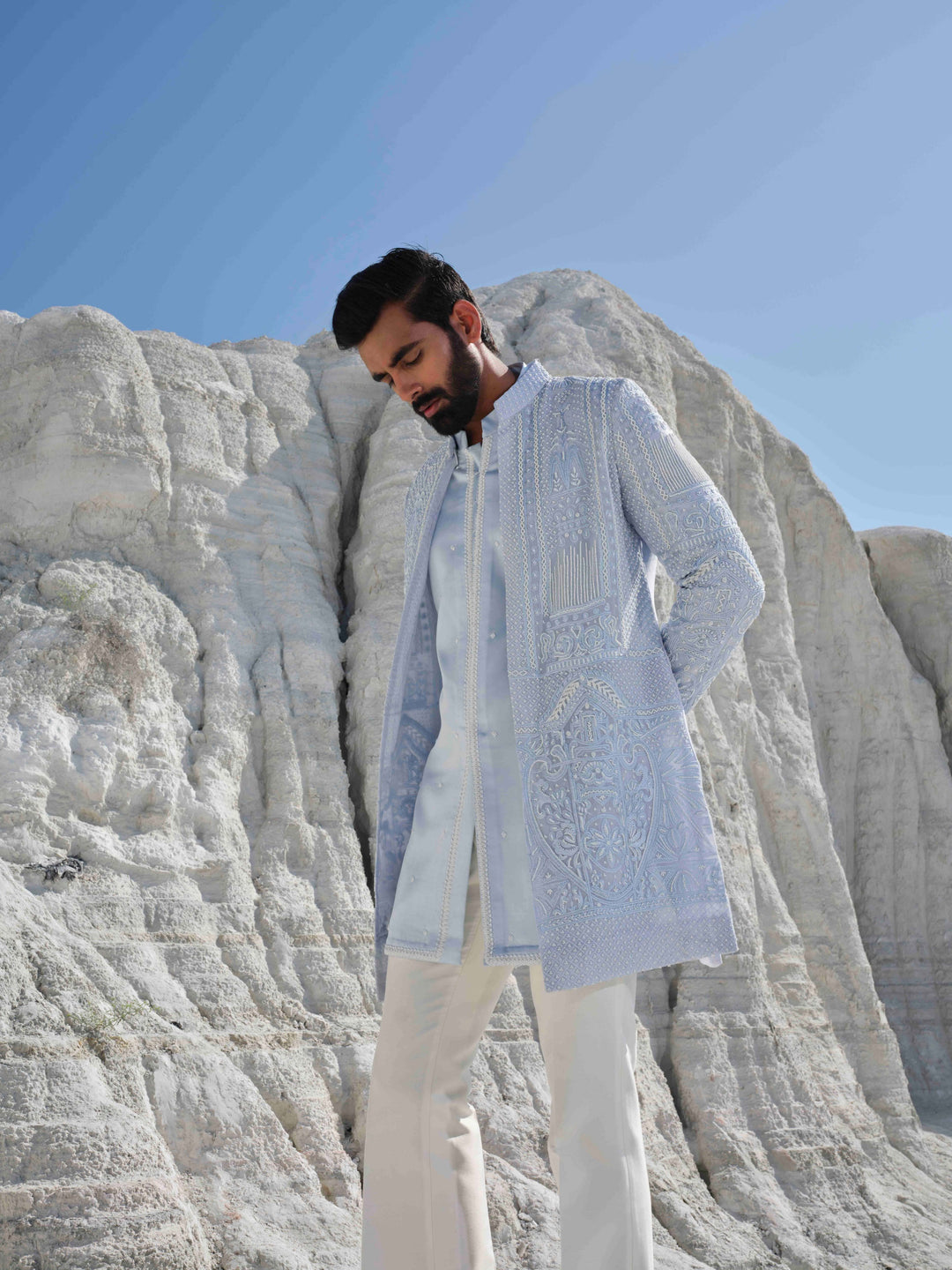 Glacier Whisper - Powder Blue Pearl Jacket Set