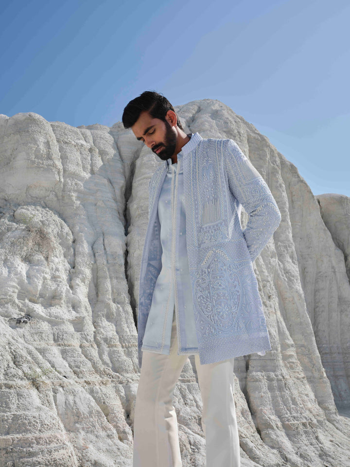 Glacier Whisper - Powder Blue Pearl Jacket Set