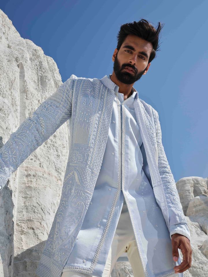 Glacier Whisper - Powder Blue Pearl Jacket Set