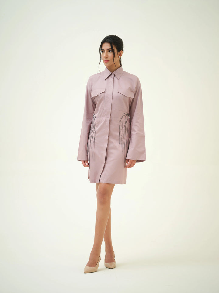 Celéste - Mauve Metal String Shirt Dress