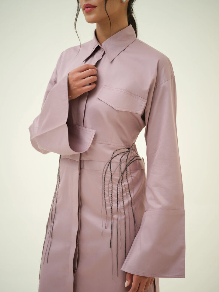 Celéste - Mauve Metal String Shirt Dress