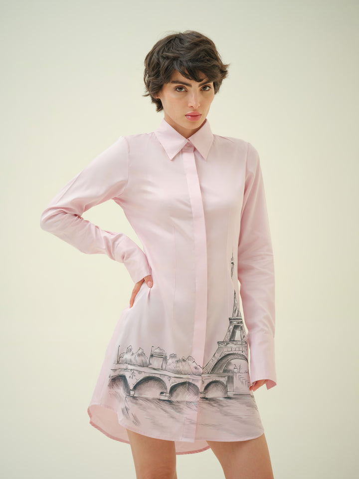 Paris - Pink Shirt Dress