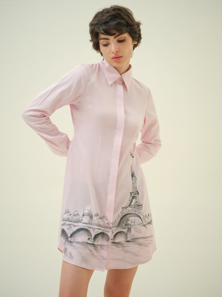 Paris - Pink Shirt Dress