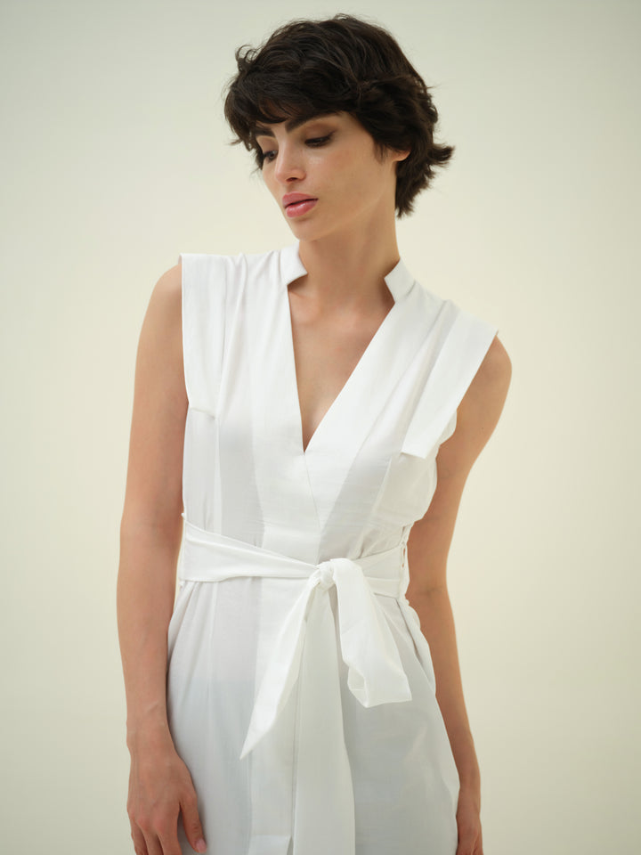 Serene - Tie-Around White Dress
