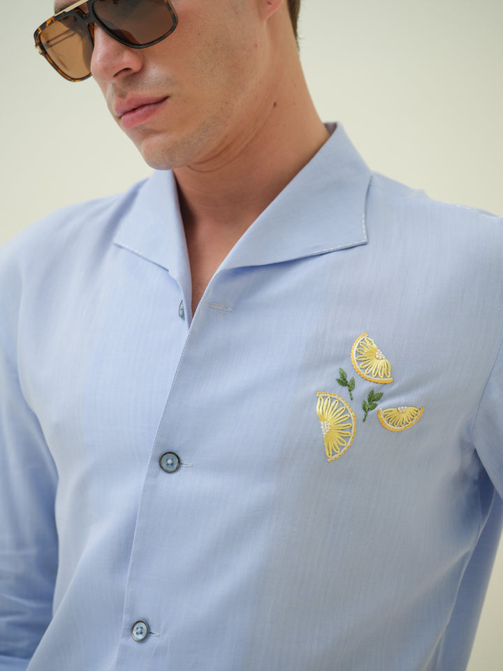 Lemon - Blue Embroidered Shirt