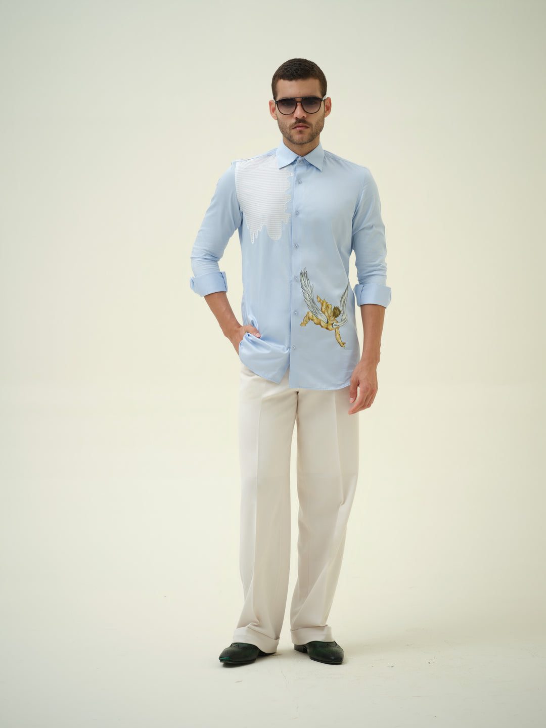 Falling Angel - Blue Hand Painted Shirt