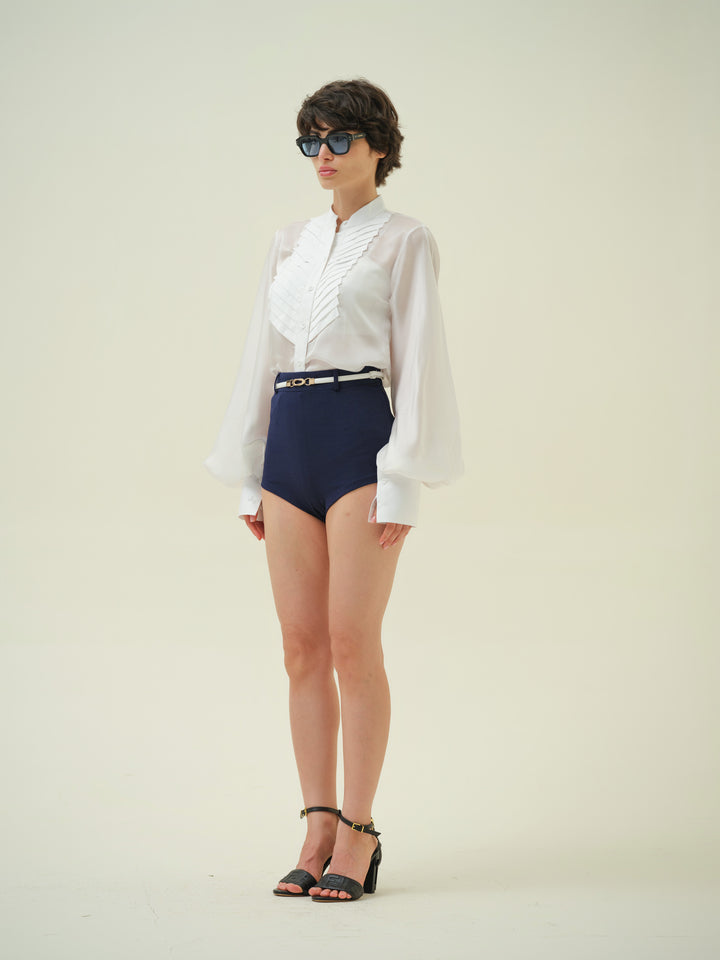 Línea- Knife Pleat Organza Shirt