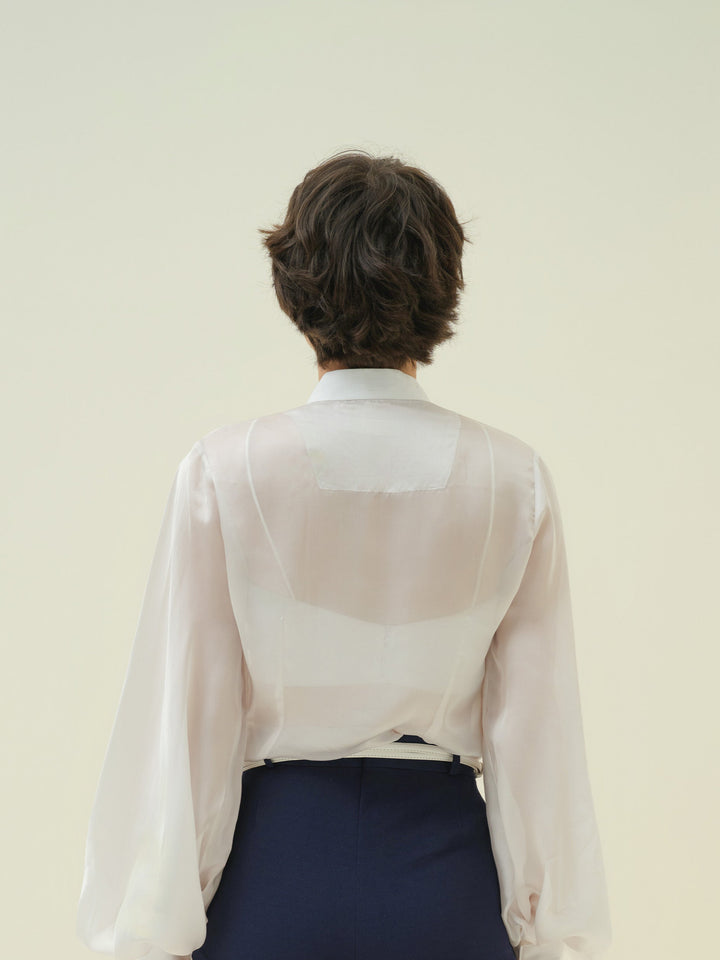 Línea- Knife Pleat Organza Shirt