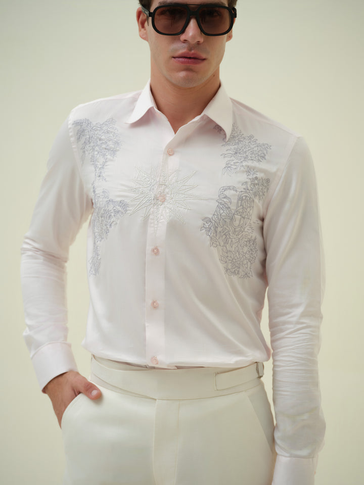 Abstract - Pink Embroidered Shirt