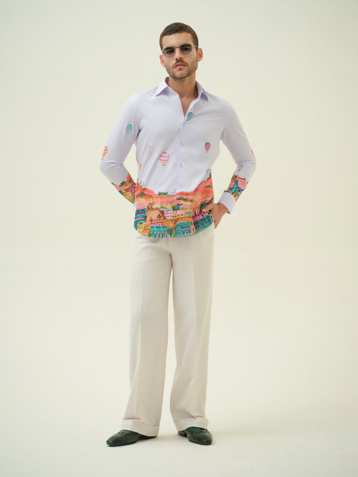 Hot Air Ballon - Lavendar Hand Painted Shirt