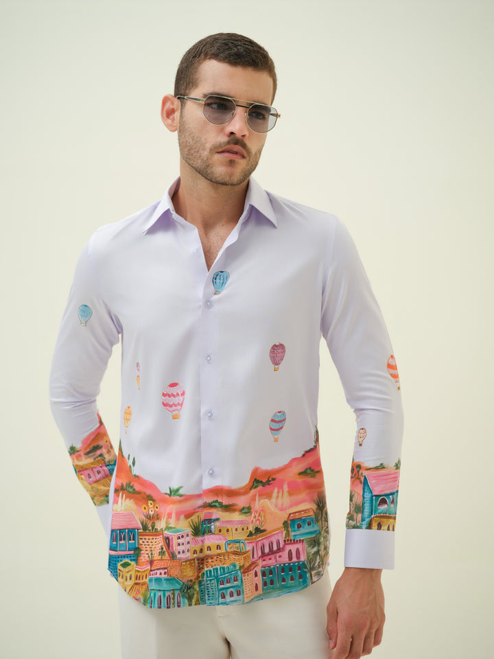 Hot Air Ballon - Lavendar Hand Painted Shirt