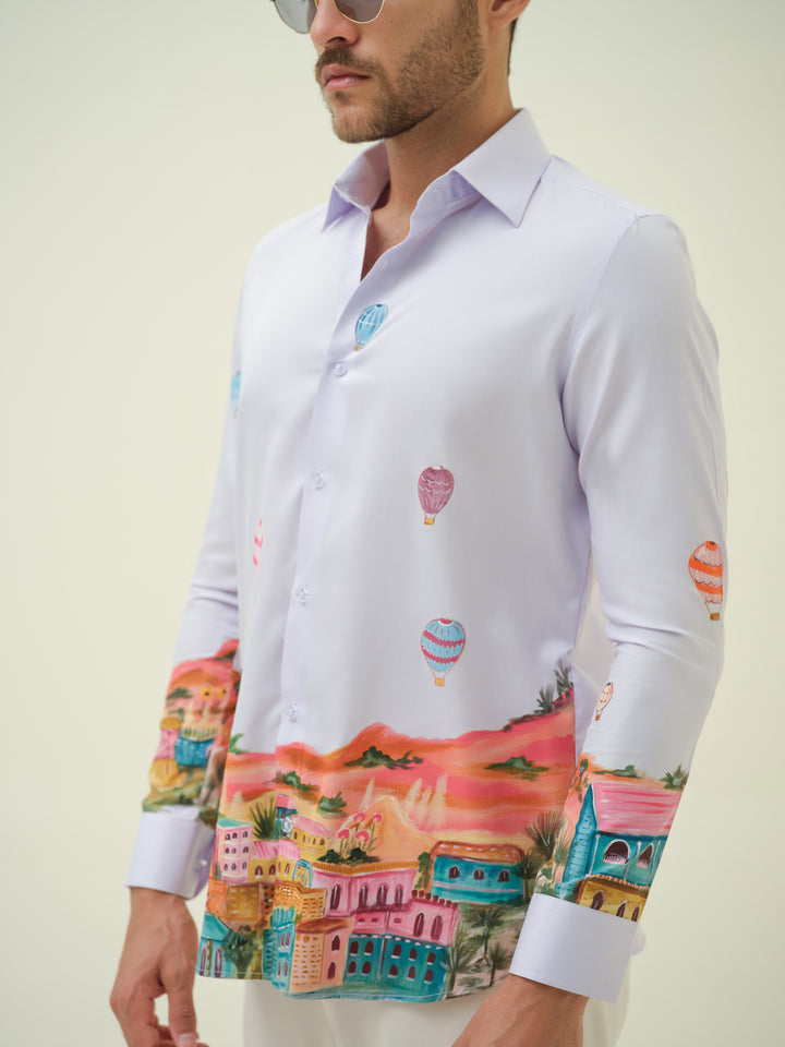 Hot Air Ballon - Lavendar Hand Painted Shirt