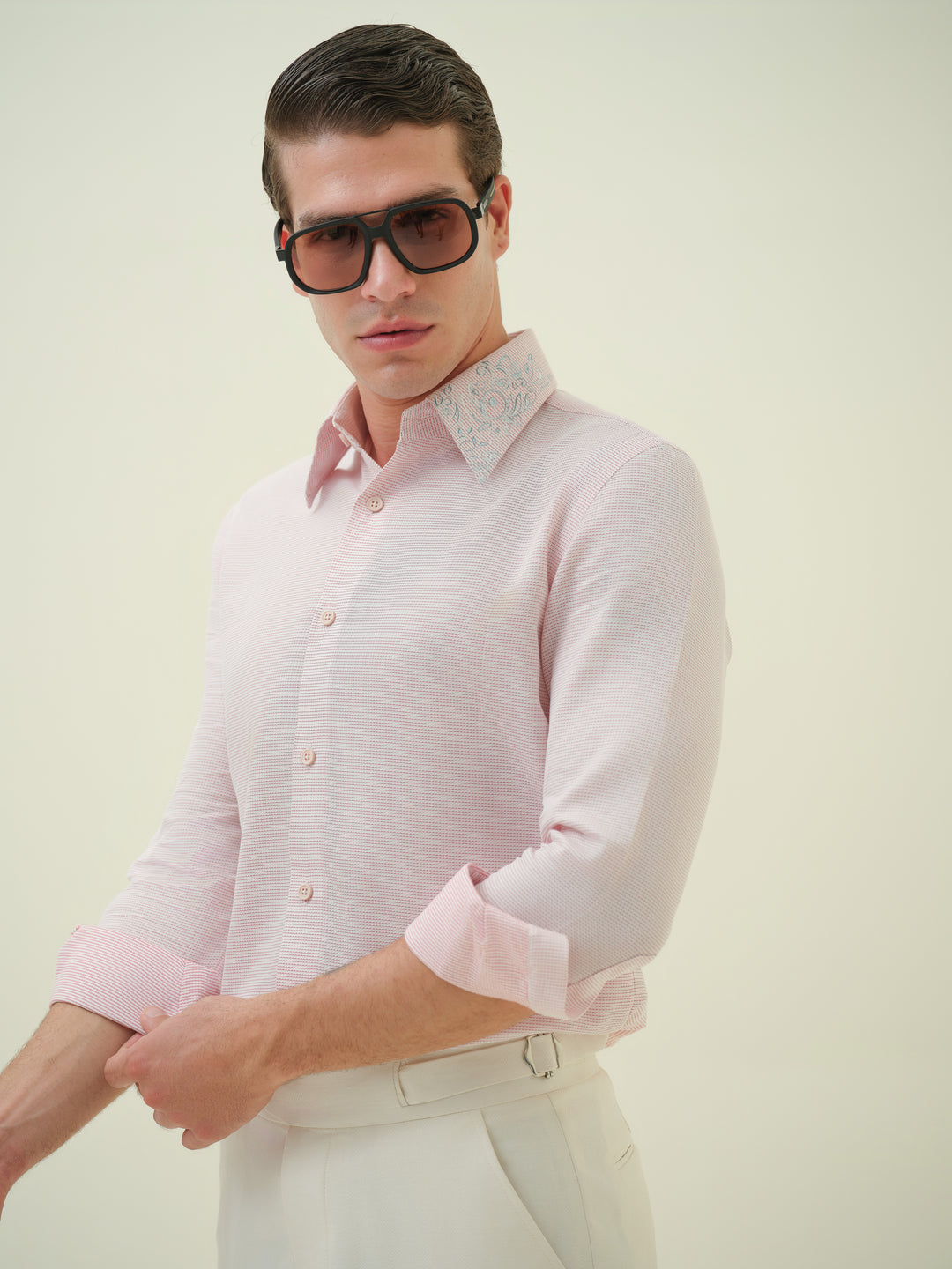 Floral Collar - Pink Shirt