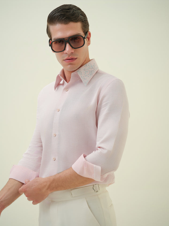 Floral Collar - Pink Shirt
