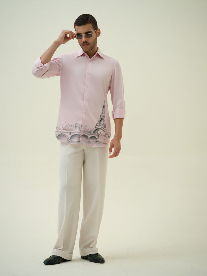 Eiffel - Pink Hand Painted Shirt