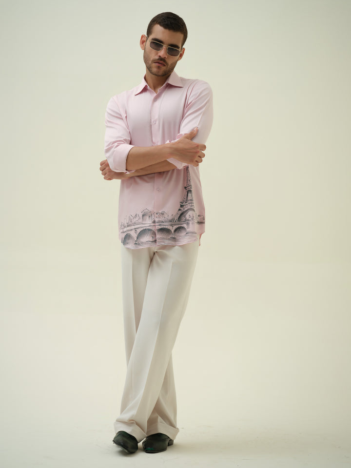Eiffel - Pink Hand Painted Shirt