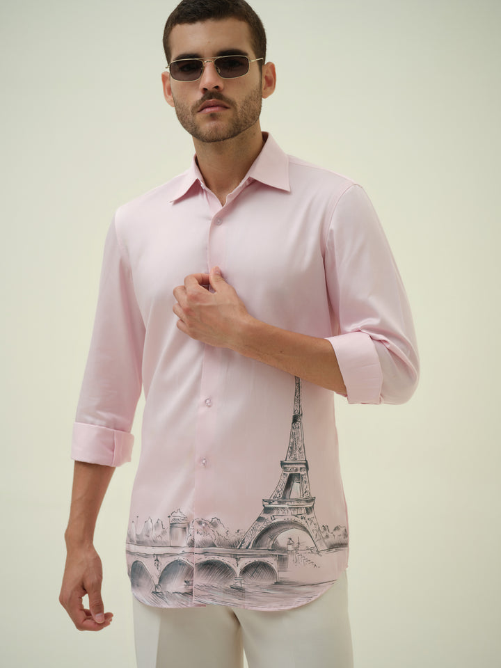 Eiffel - Pink Hand Painted Shirt