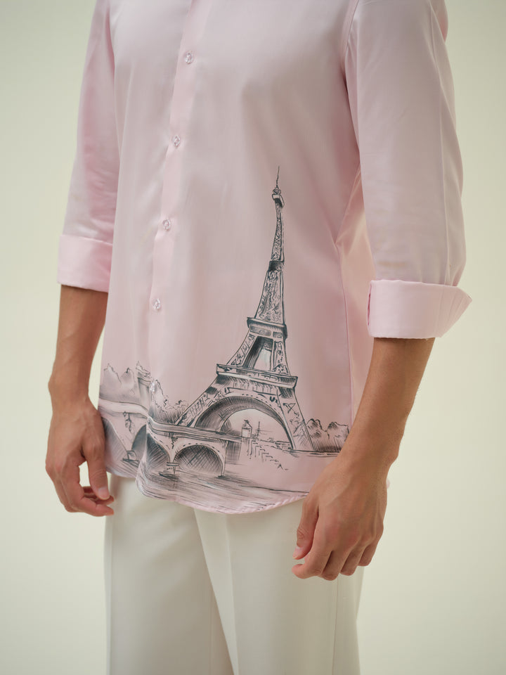 Eiffel - Pink Hand Painted Shirt