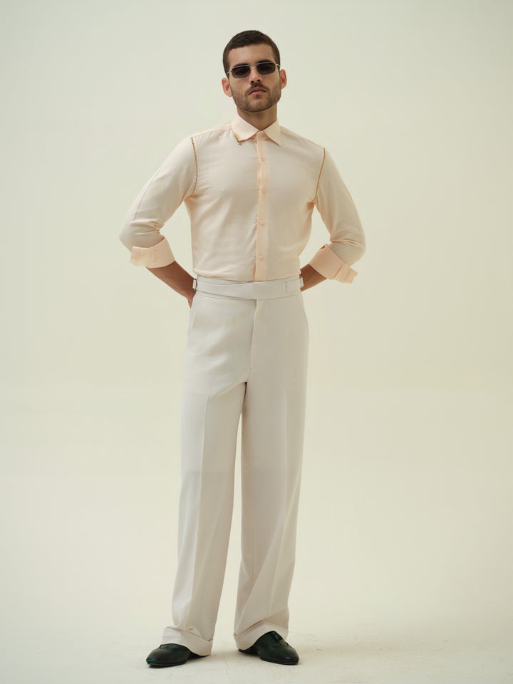 Gilded Bee - Peach Hand Embroidered Shirt