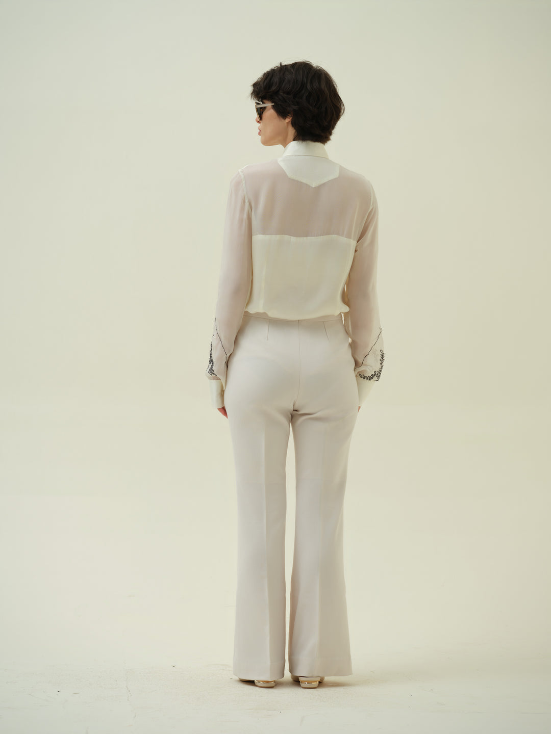 Varna - Ivory Floral Stitch Shirt