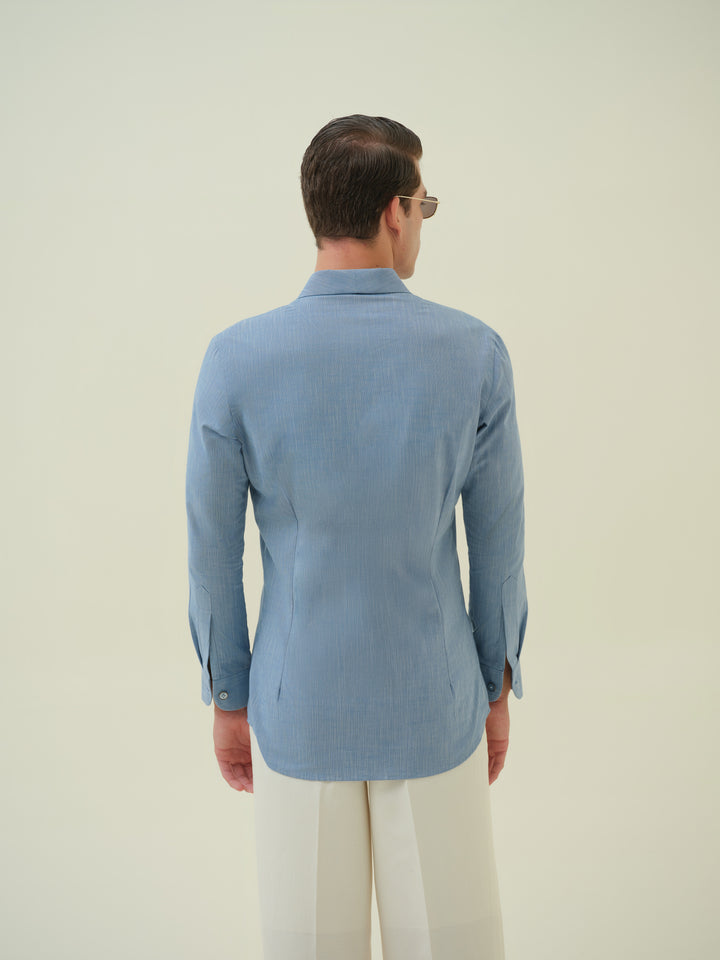 Sun And Sip - Blue Embroidered Shirt
