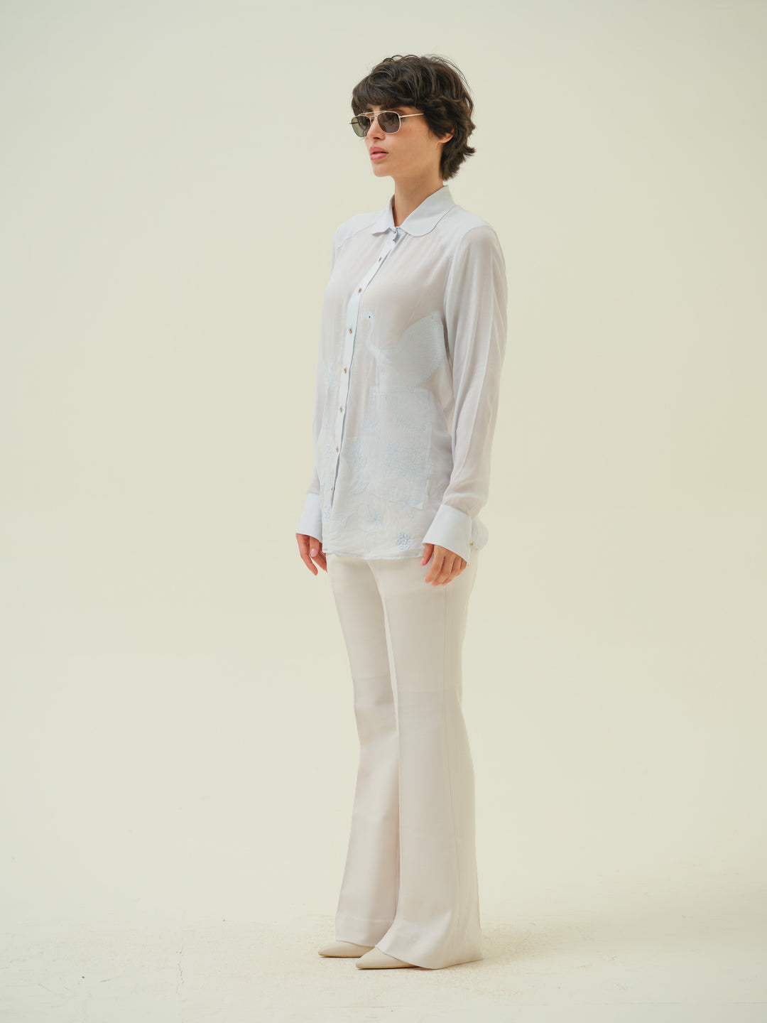 Flamé - Flamingo Appliqué Blue Shirt