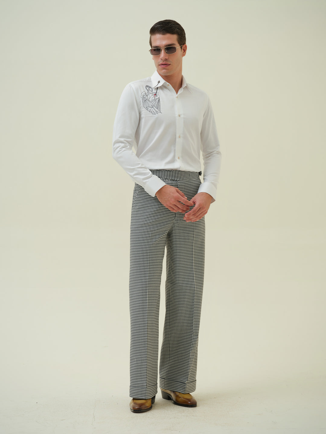 Wounded Angel - White Embroidered Shirt