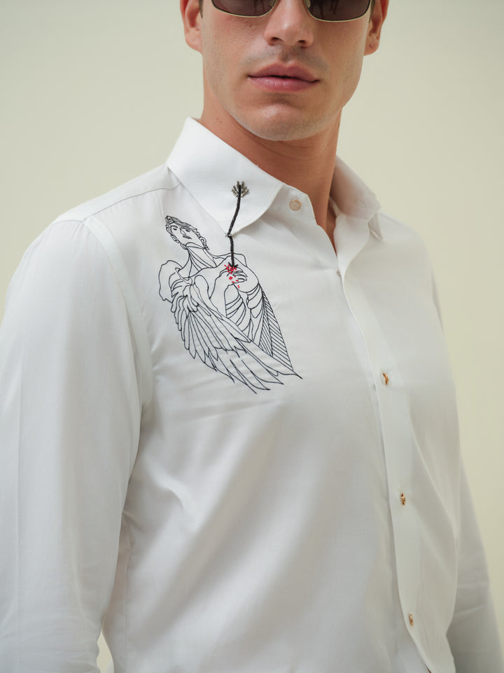Wounded Angel - White Embroidered Shirt