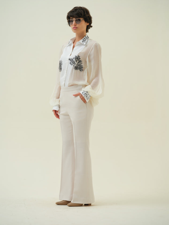 Ivrae - Floral Panel Organza Shirt