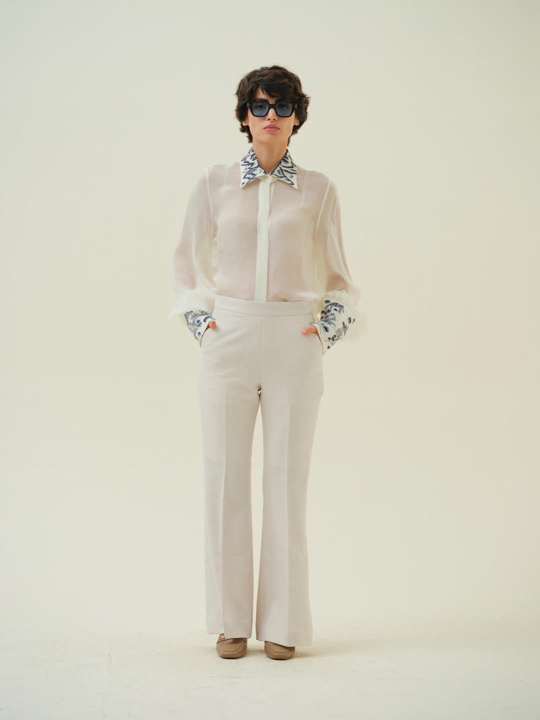 Tandem - Ivory Organza Shirt