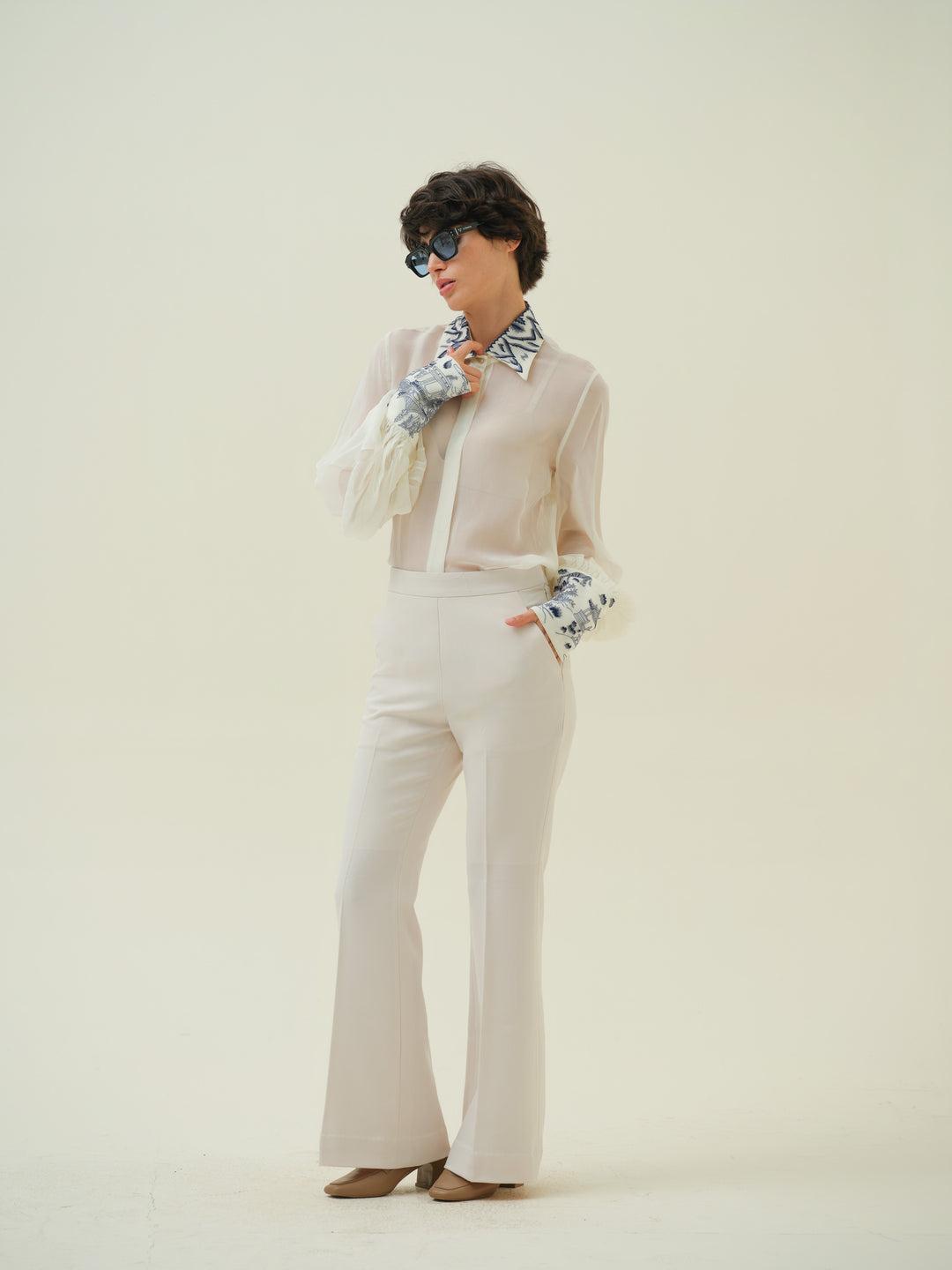 Tandem - Ivory Organza Shirt