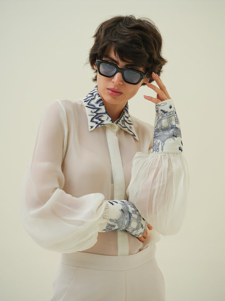 Tandem - Ivory Organza Shirt