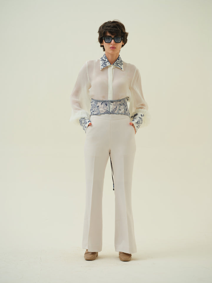 Ivresse - Corset Belted Ivory Shirt