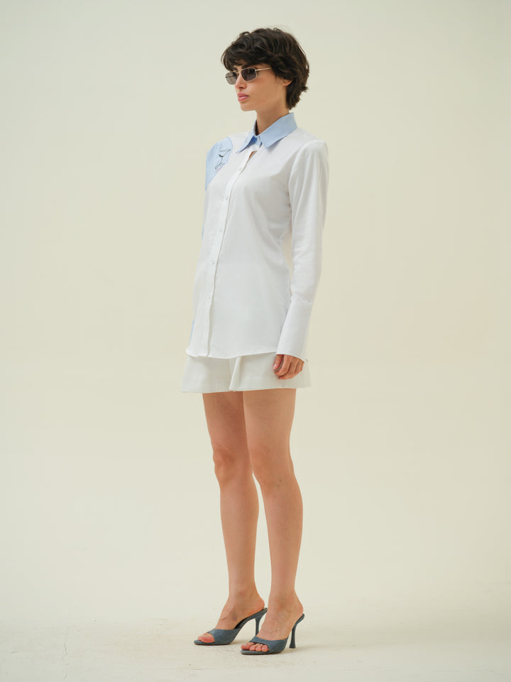 Muse - White Face Appliqué Shirt