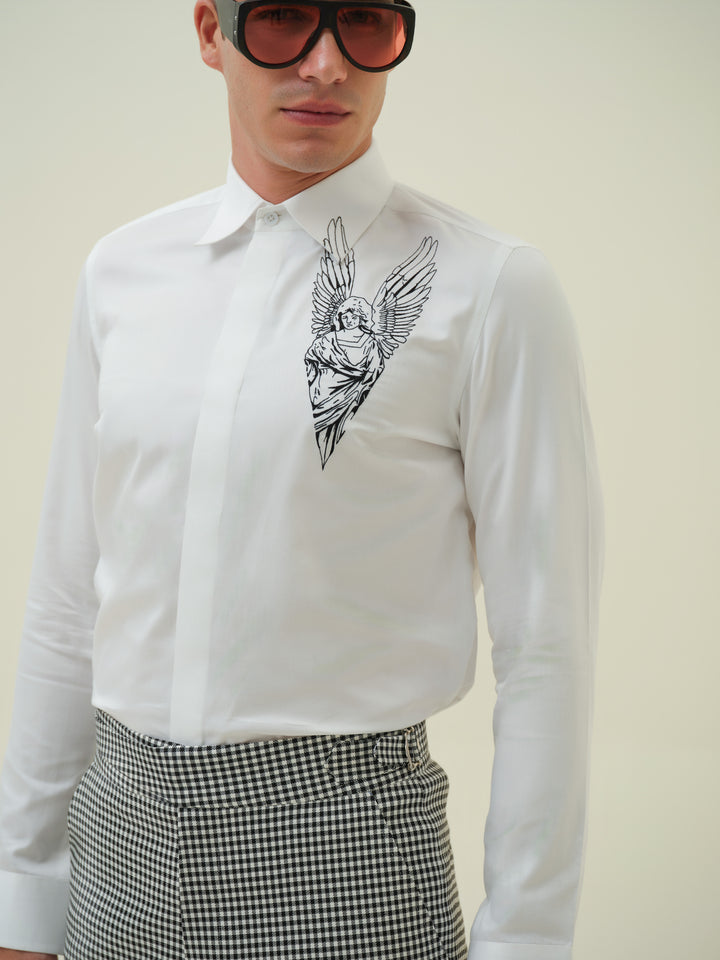 Angel - White Embroidered Shirt