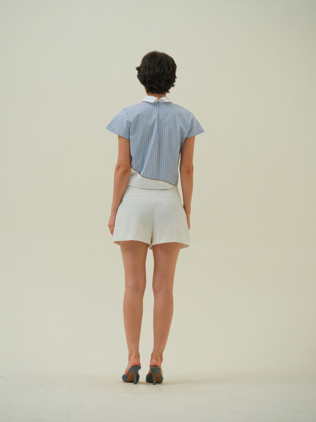 Gleam - Blue Stripe Crop Shirt