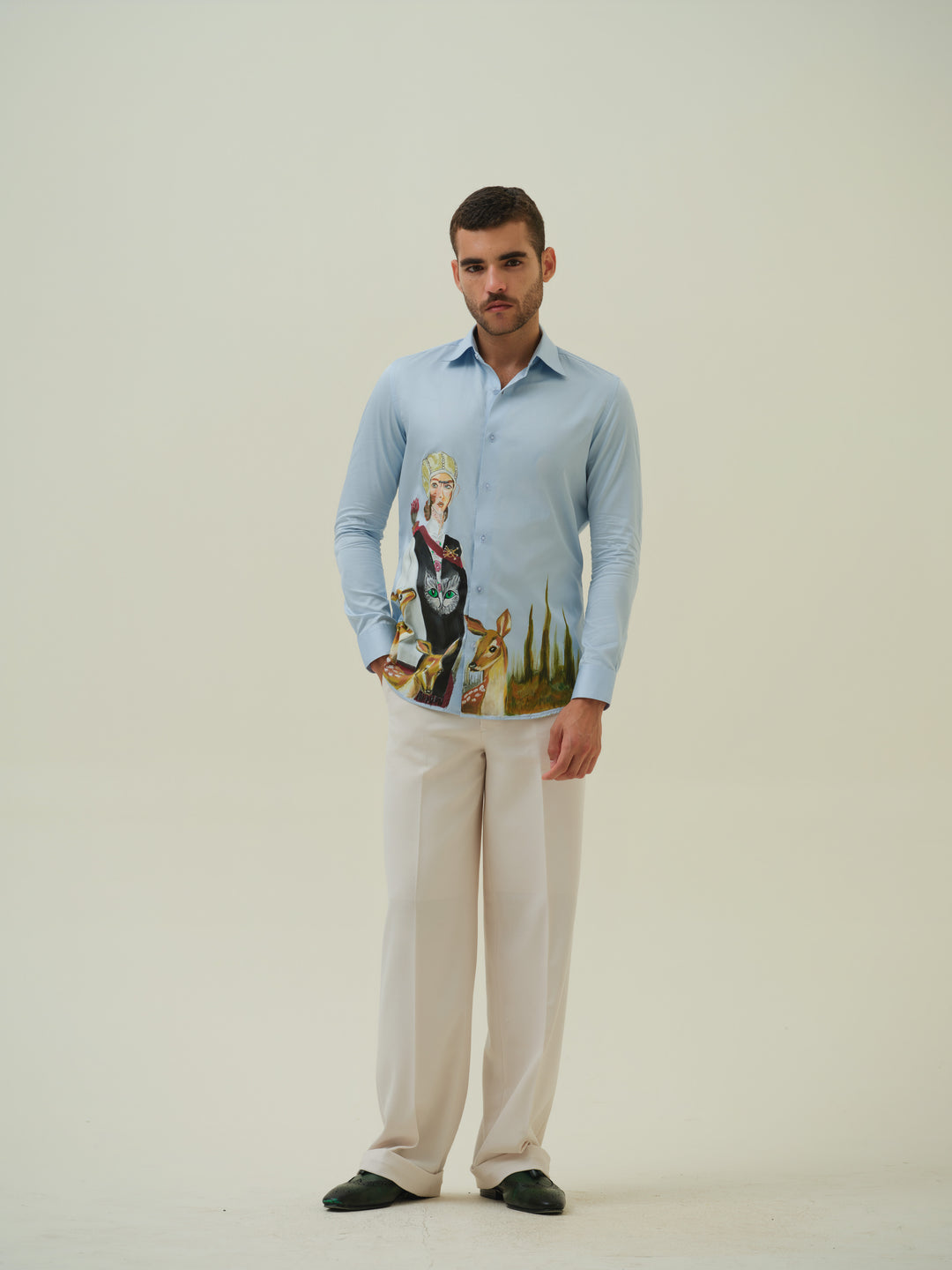 European Warrior - Blue Hand Painted Shirt
