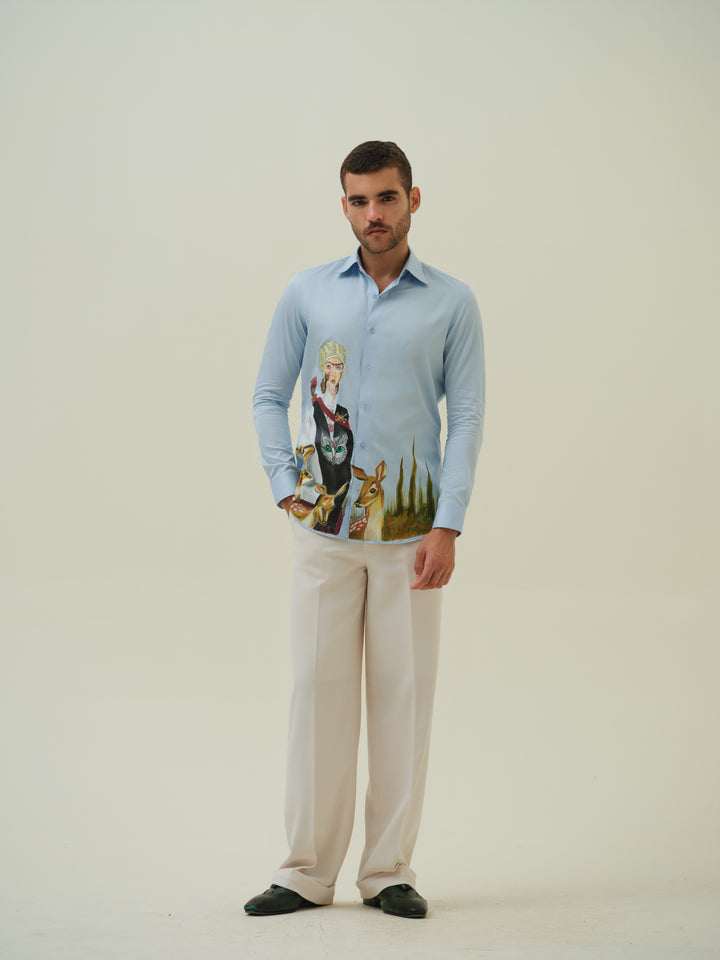 European Warrior - Blue Hand Painted Shirt